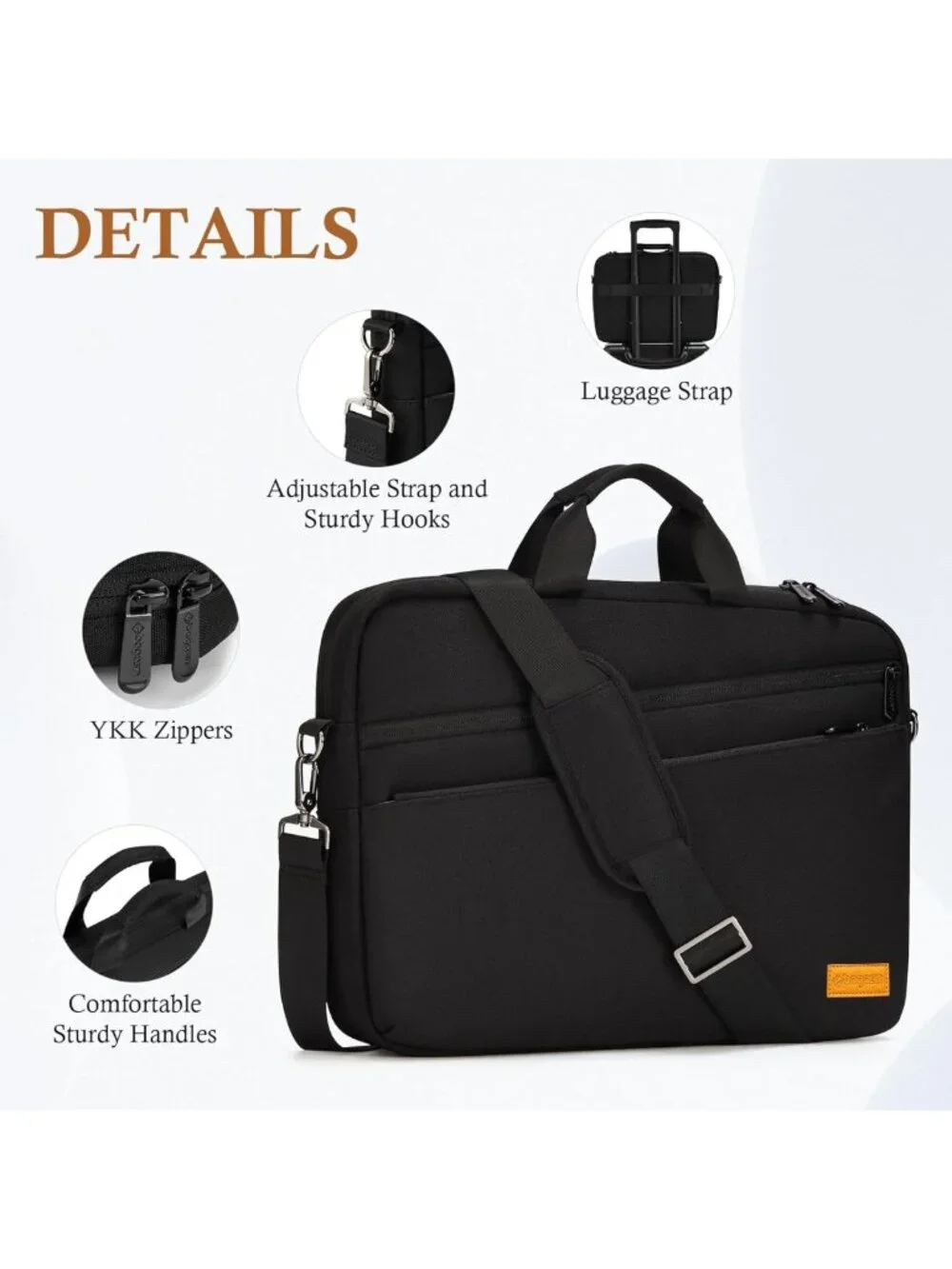 Stylish Water-Repellent Laptop Shoulder Bag for 15-16 Inch Computers